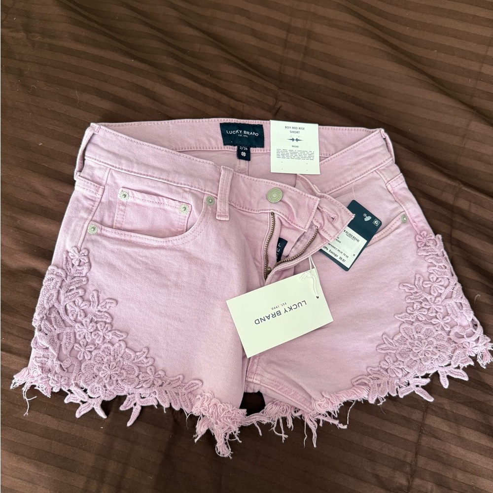 Lucky Brand Women’s Jean Shorts with Lace Trim 26 S NWT